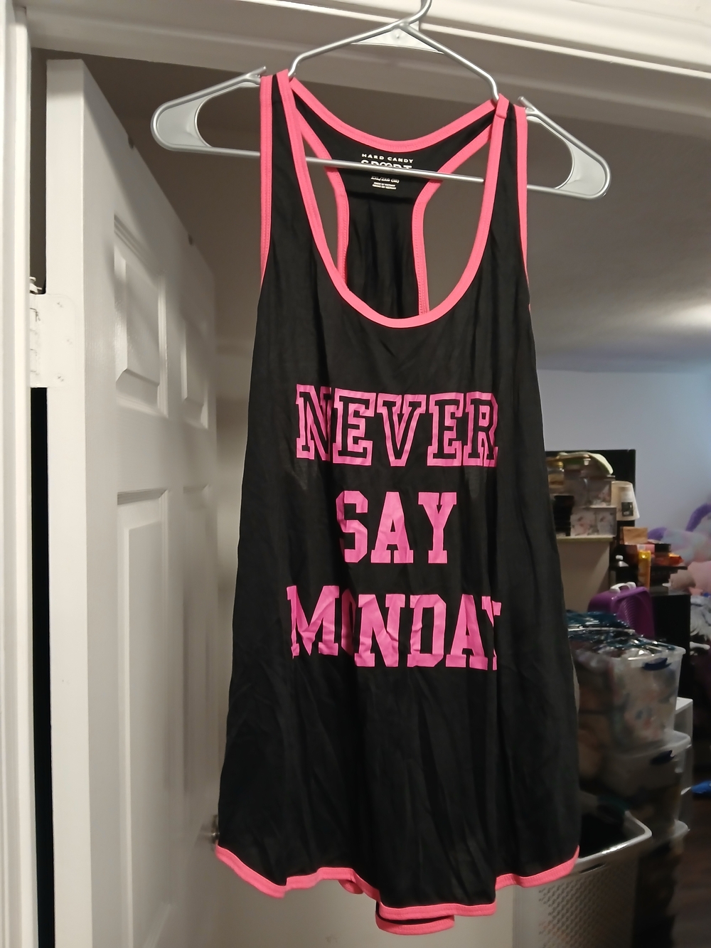 Hard Candy Black & Pink 'Never Say Monday' Racerback Tank Top